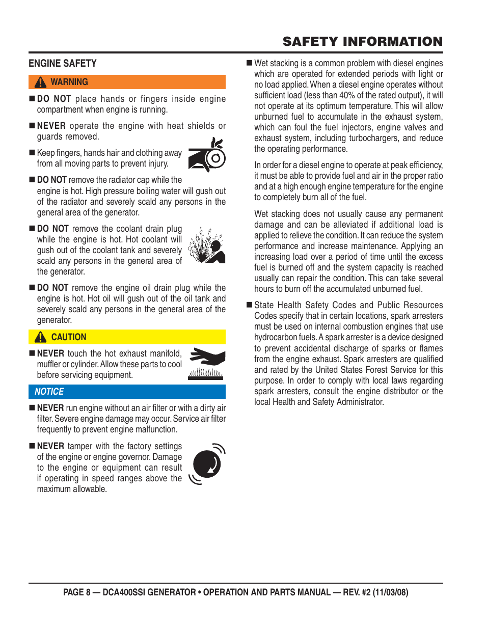 Safety information | Multiquip DCA400SSI User Manual | Page 8 / 98