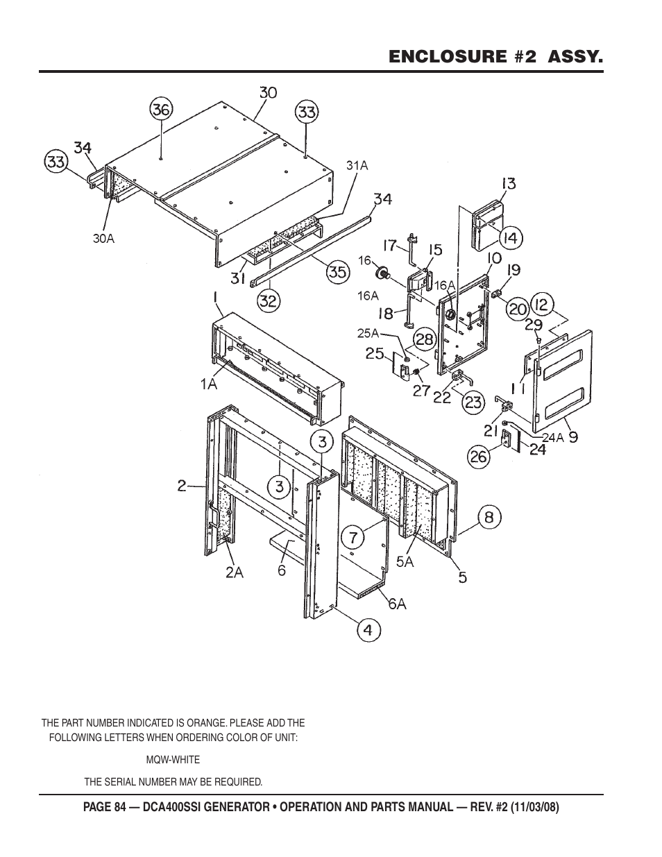 Enclosure #2 assy | Multiquip DCA400SSI User Manual | Page 84 / 98