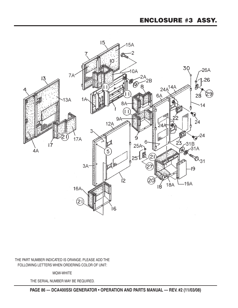 Enclosure #3 assy | Multiquip DCA400SSI User Manual | Page 86 / 98