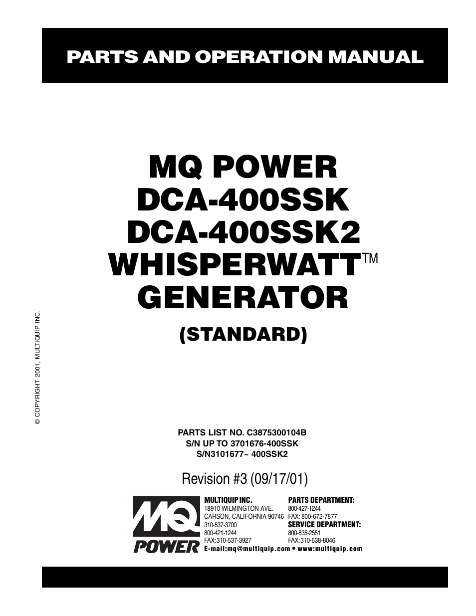Multiquip DCA400SSK2 User Manual | 114 pages