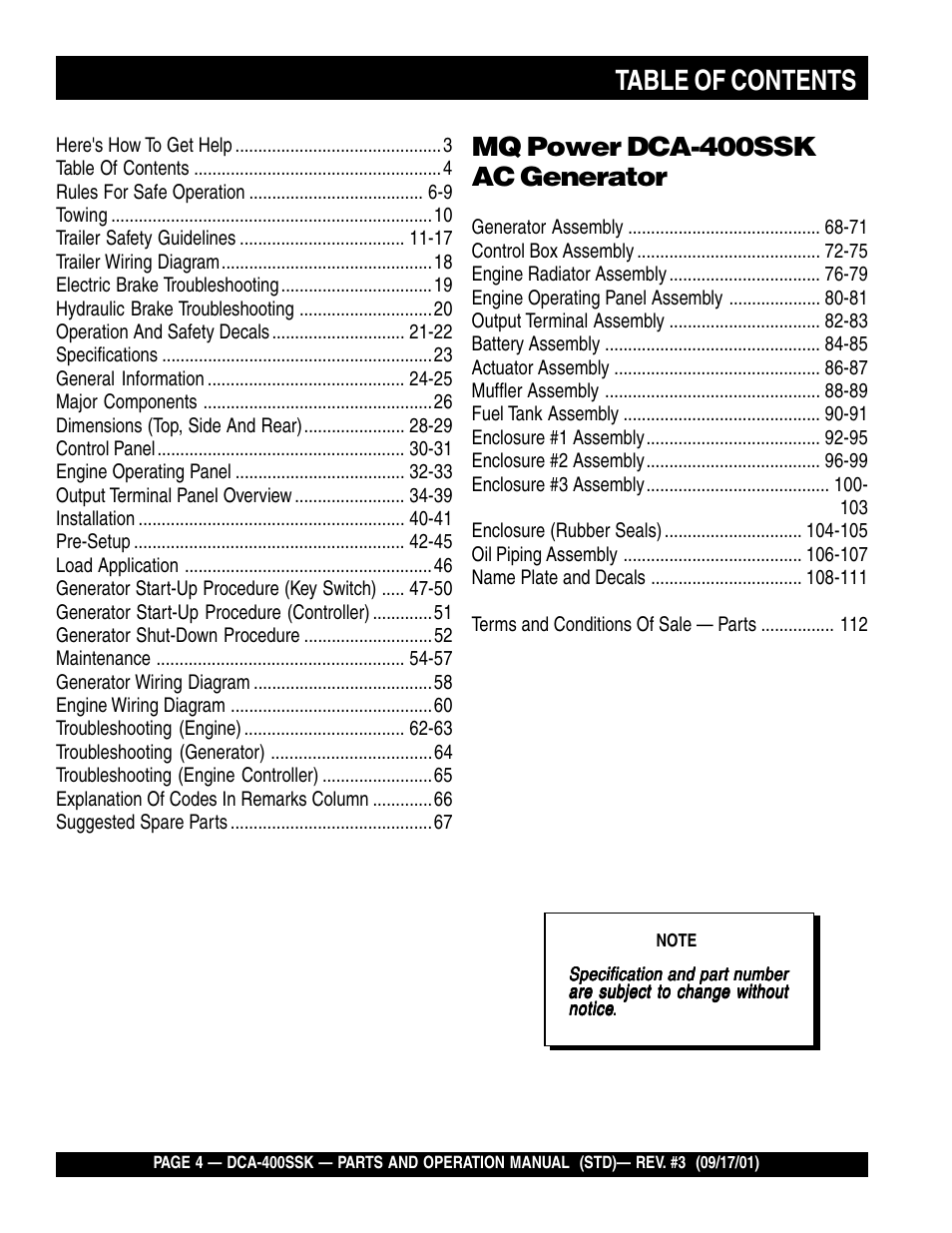 Multiquip DCA400SSK2 User Manual | Page 4 / 114