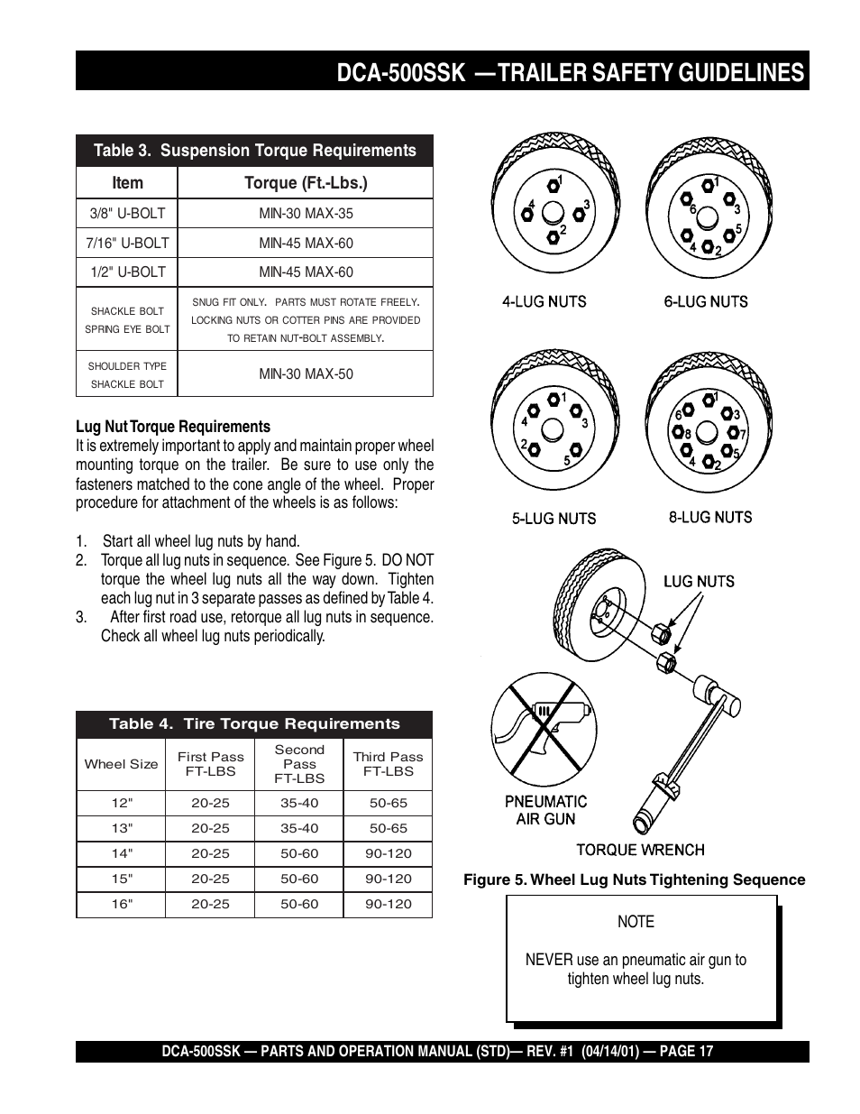 Dca-500ssk — trailer safety guidelines | Multiquip DCA500SSK User Manual | Page 17 / 114