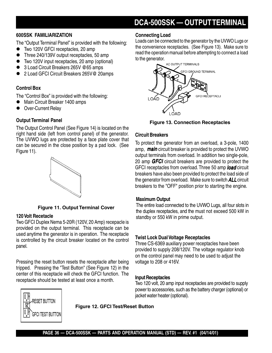 Dca-500ssk — output terminal | Multiquip DCA500SSK User Manual | Page 36 / 114