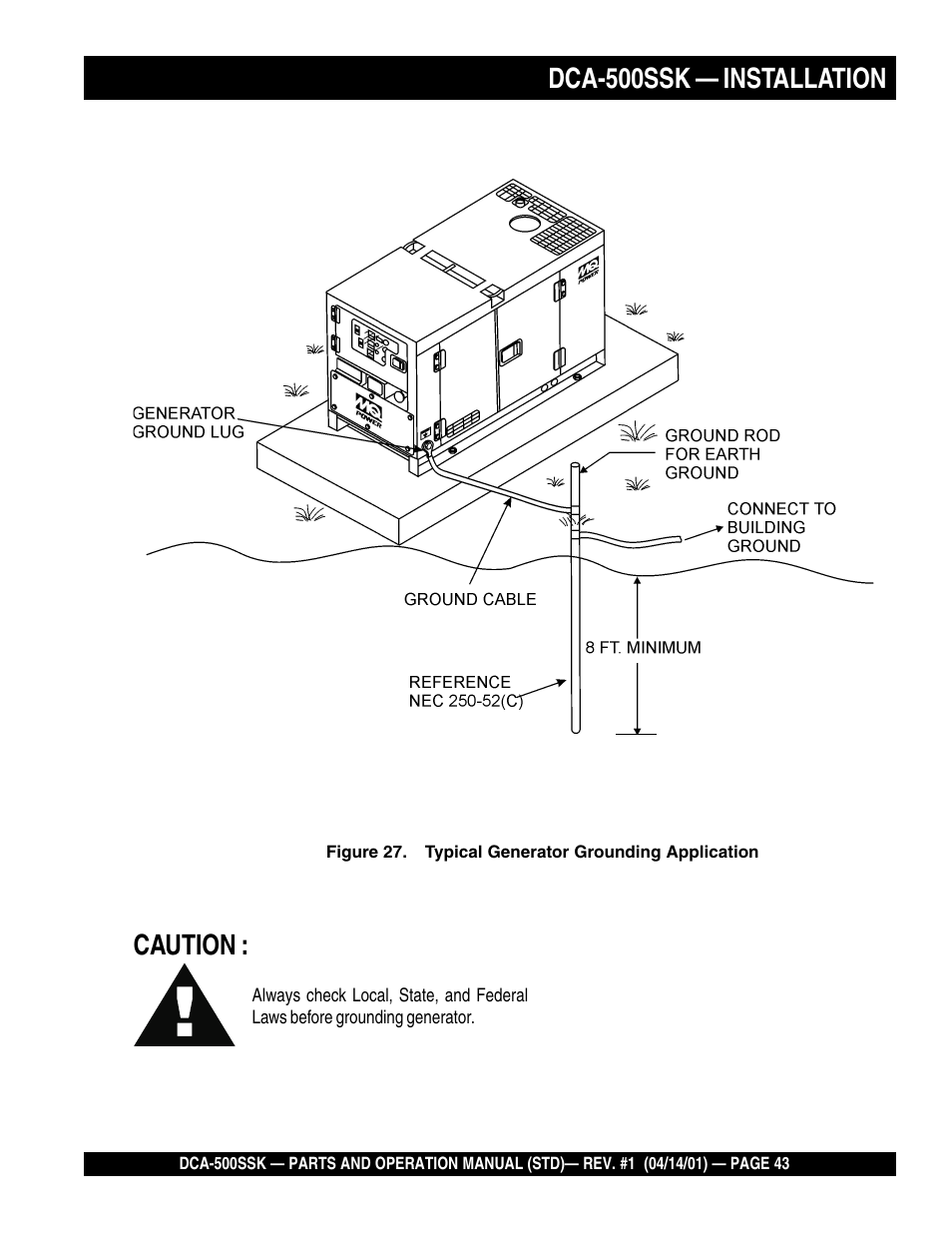 Dca-500ssk — installation caution | Multiquip DCA500SSK User Manual | Page 43 / 114
