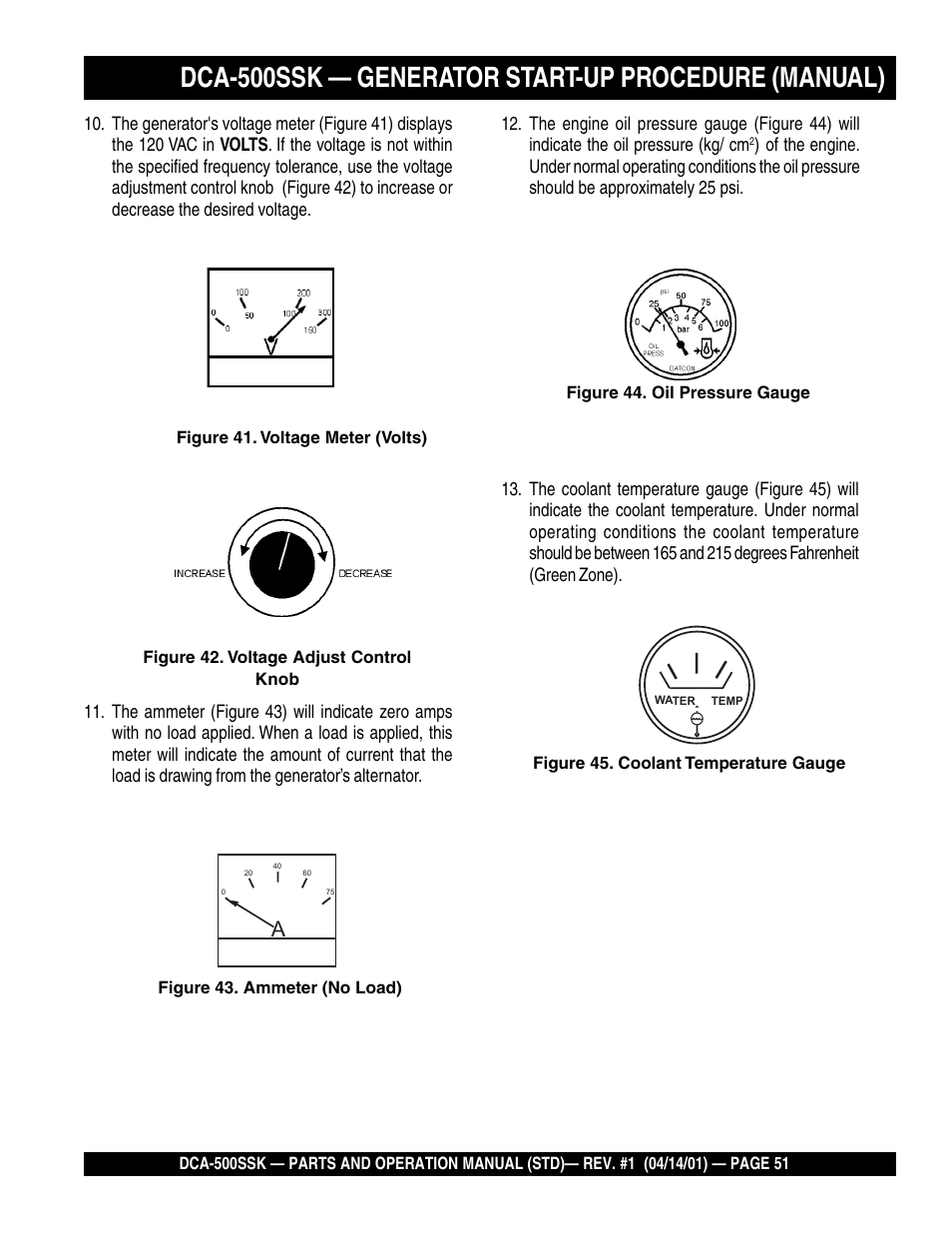 Dca-500ssk — generator start-up procedure (manual) | Multiquip DCA500SSK User Manual | Page 51 / 114