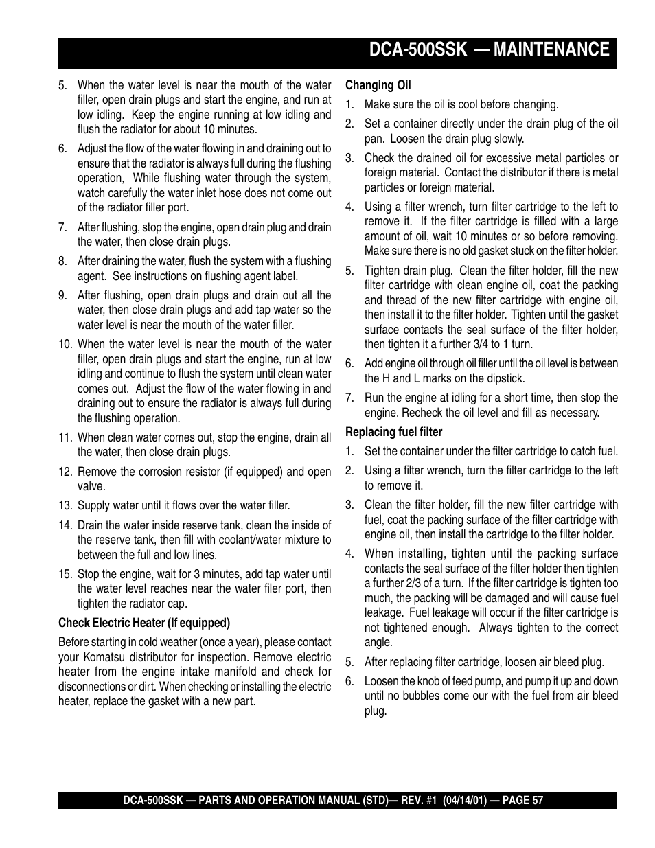 Dca-500ssk — maintenance | Multiquip DCA500SSK User Manual | Page 57 / 114