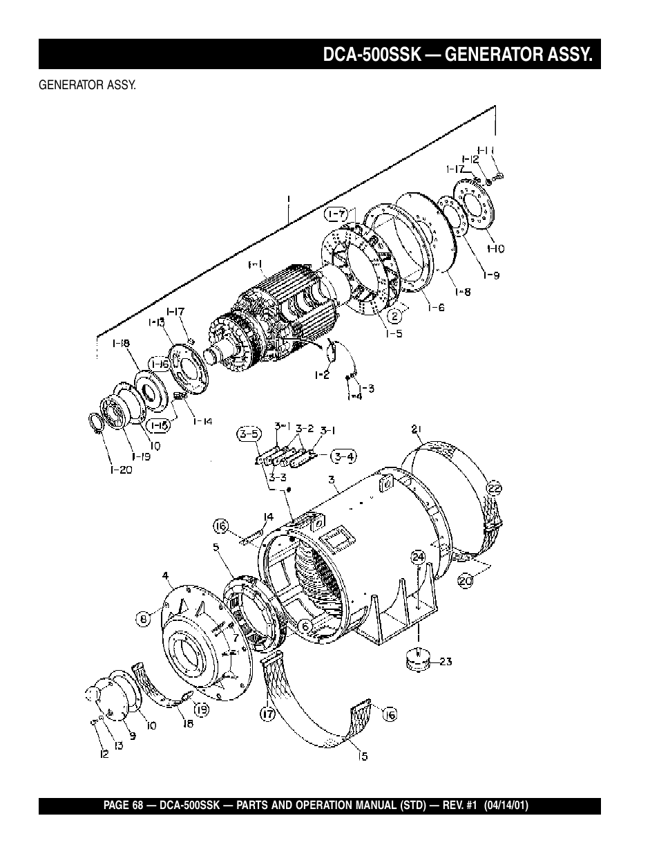 Dca-500ssk — generator assy | Multiquip DCA500SSK User Manual | Page 68 / 114