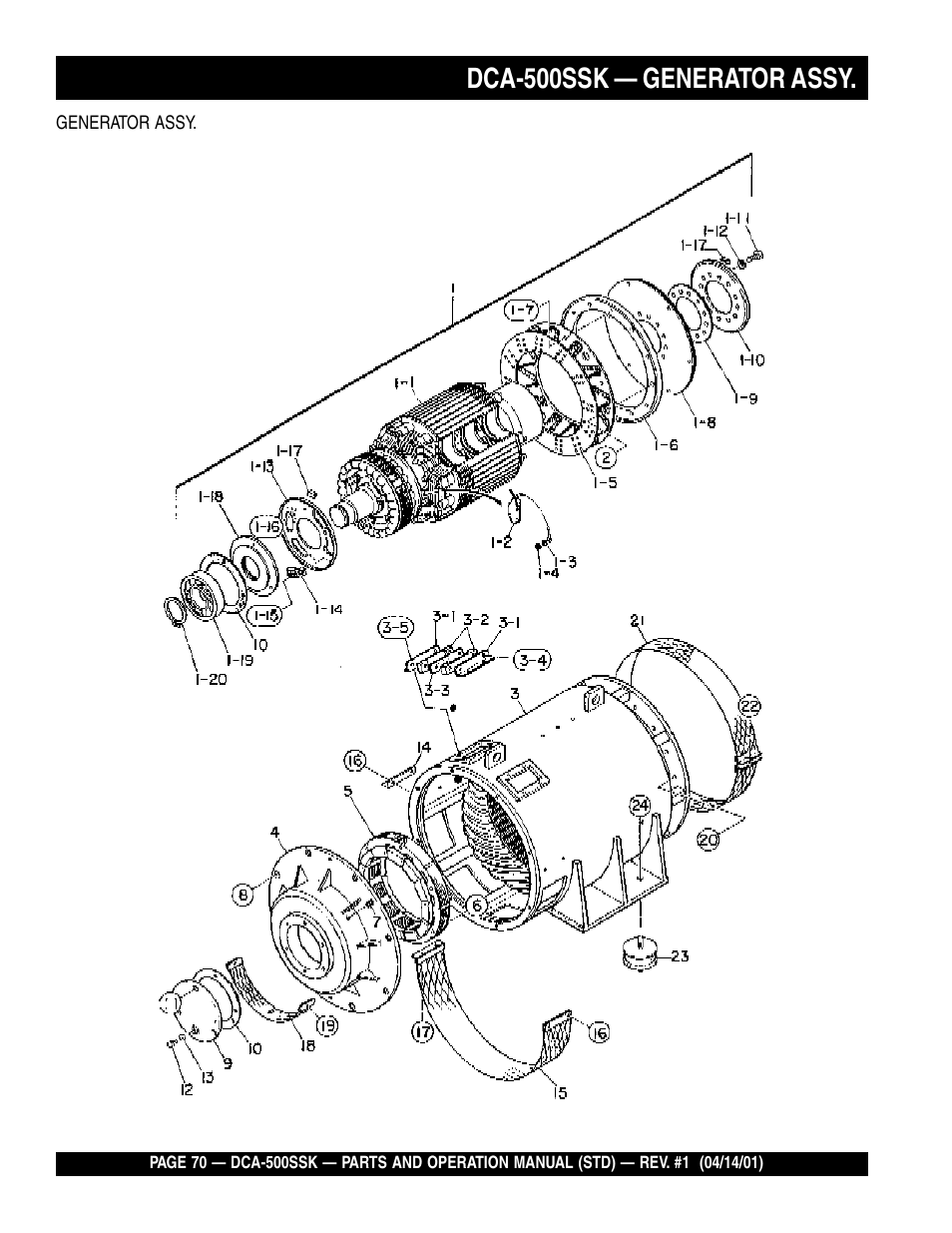 Dca-500ssk — generator assy | Multiquip DCA500SSK User Manual | Page 70 / 114