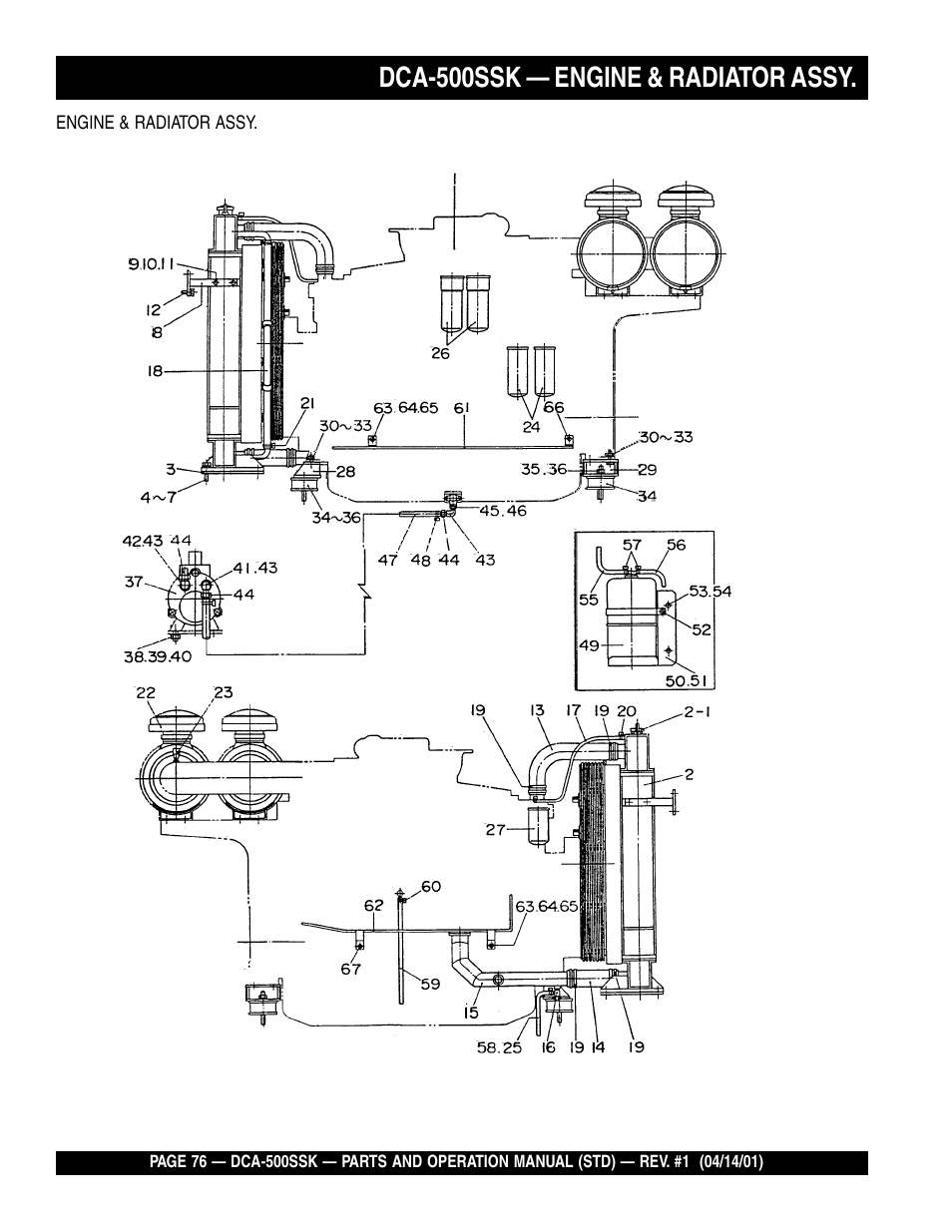 Dca-500ssk — engine & radiator assy | Multiquip DCA500SSK User Manual | Page 76 / 114