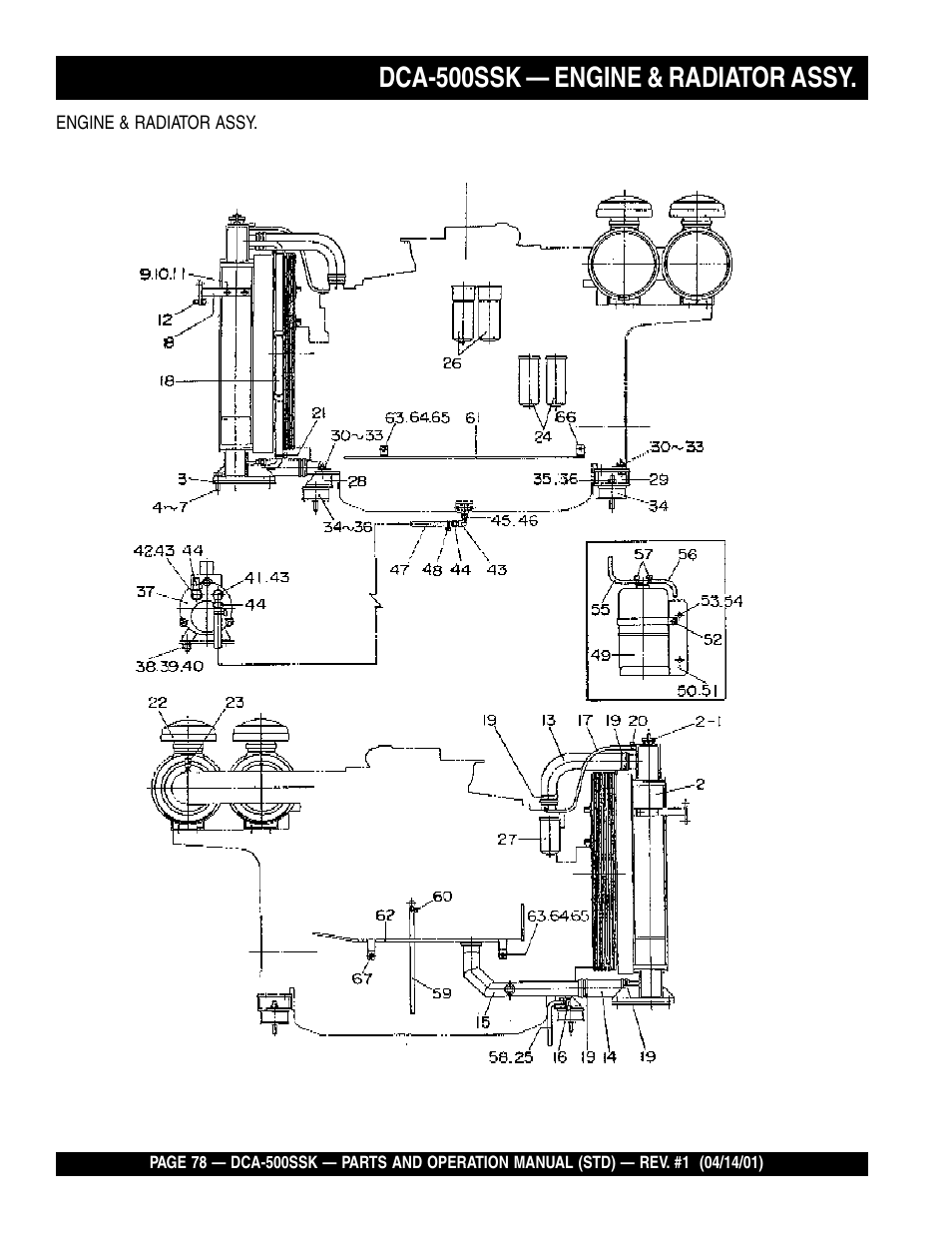 Dca-500ssk — engine & radiator assy | Multiquip DCA500SSK User Manual | Page 78 / 114