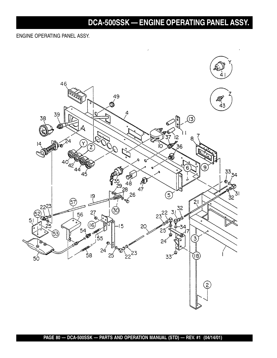 Dca-500ssk — engine operating panel assy | Multiquip DCA500SSK User Manual | Page 80 / 114