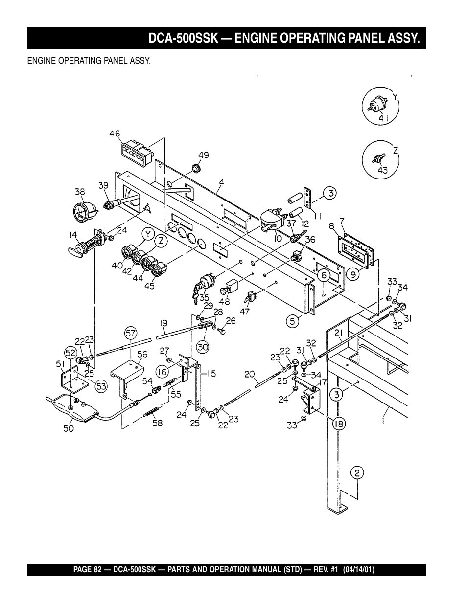 Dca-500ssk — engine operating panel assy | Multiquip DCA500SSK User Manual | Page 82 / 114