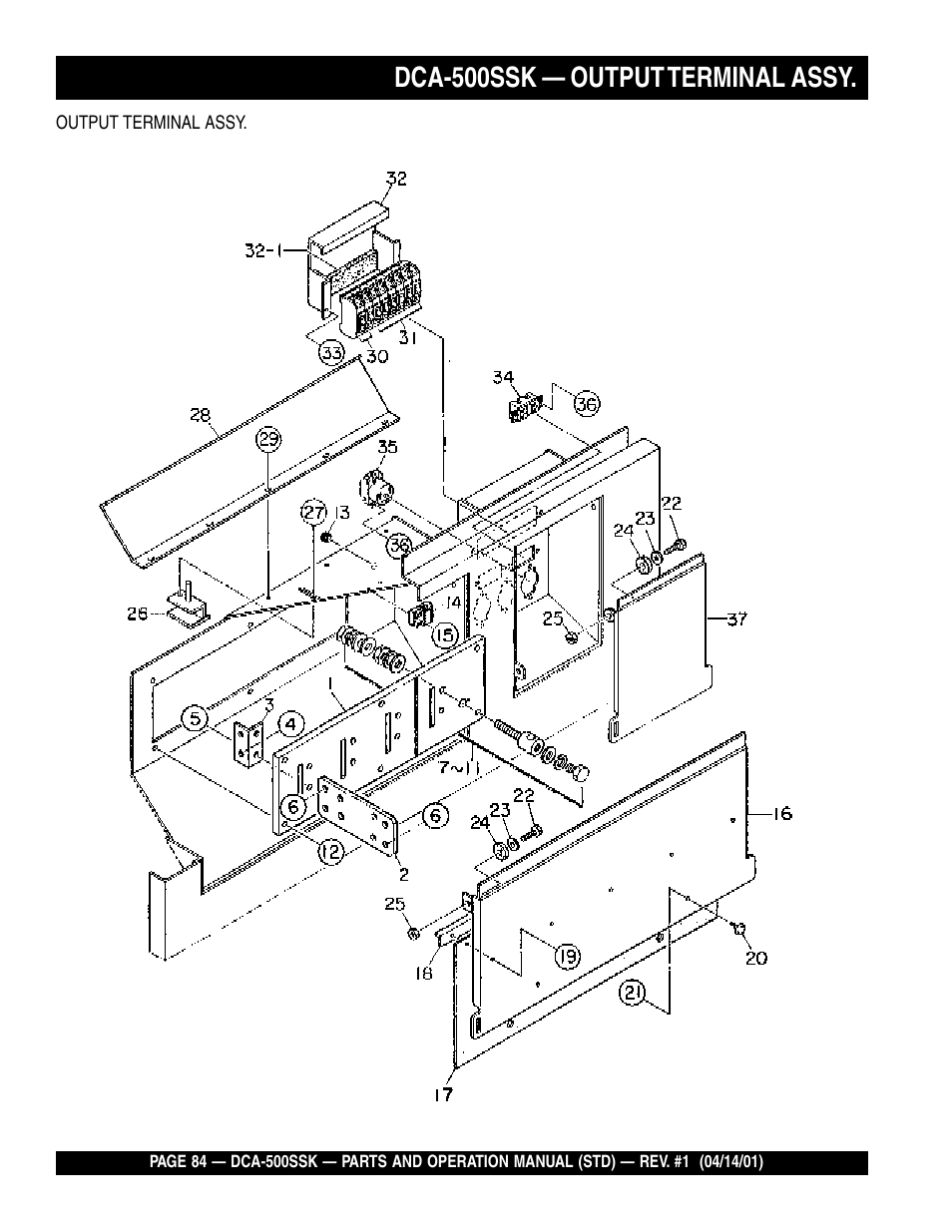 Dca-500ssk — output terminal assy | Multiquip DCA500SSK User Manual | Page 84 / 114