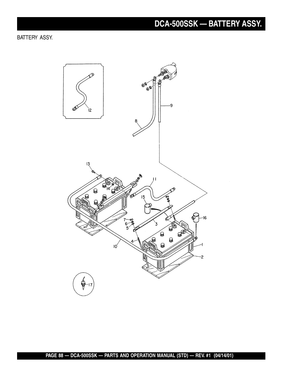 Dca-500ssk — battery assy | Multiquip DCA500SSK User Manual | Page 88 / 114