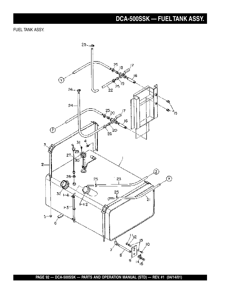 Dca-500ssk — fuel tank assy | Multiquip DCA500SSK User Manual | Page 92 / 114