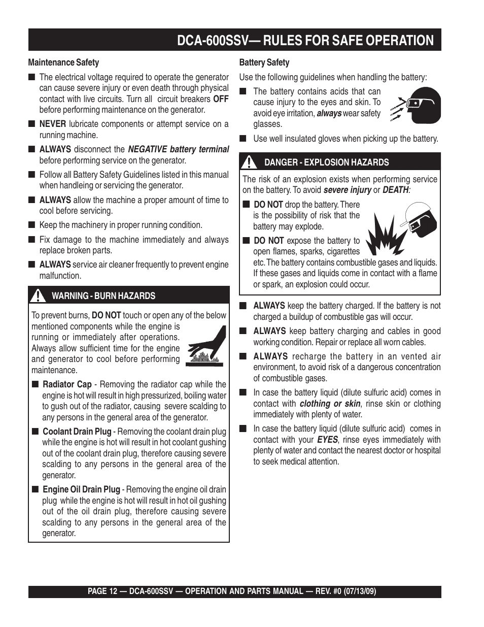 Dca-600ssv— rules for safe operation | Multiquip DCA600SSV User Manual | Page 12 / 108