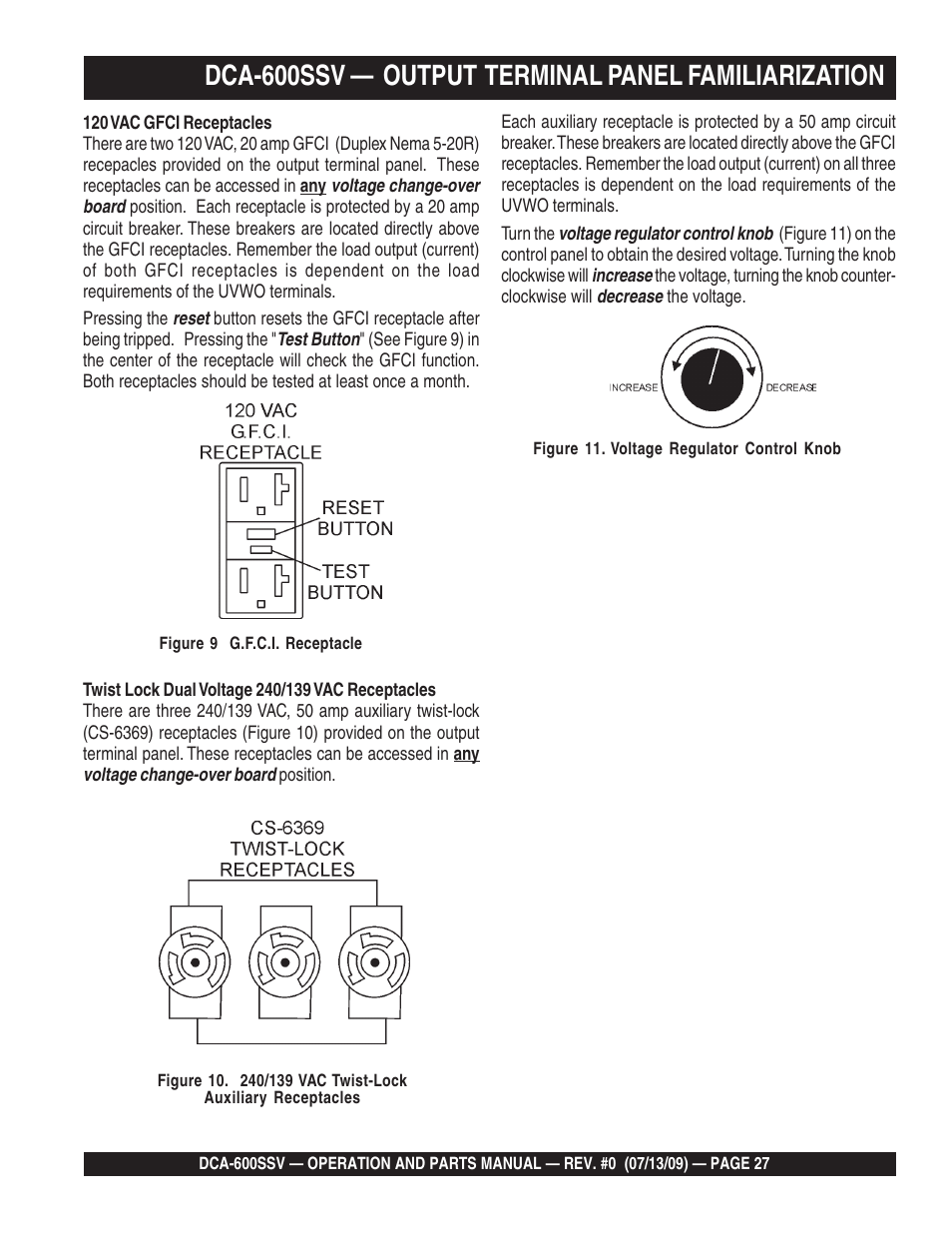 Dca-600ssv — output terminal panel familiarization | Multiquip DCA600SSV User Manual | Page 27 / 108