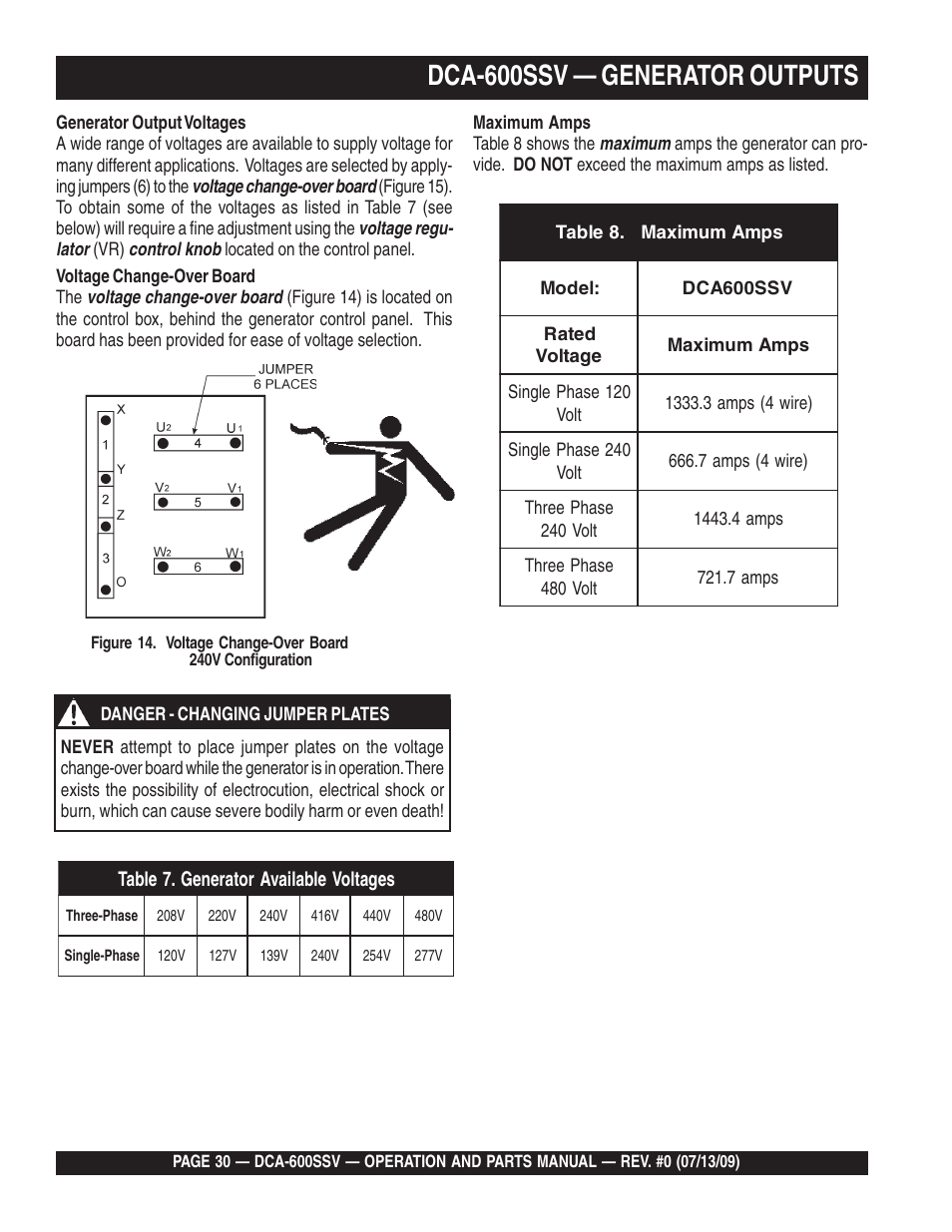 Dca-600ssv — generator outputs | Multiquip DCA600SSV User Manual | Page 30 / 108