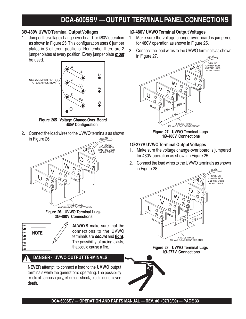 Dca-600ssv — output terminal panel connections | Multiquip DCA600SSV User Manual | Page 33 / 108