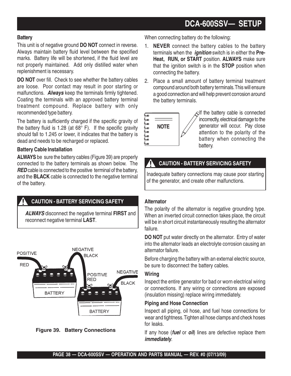 Dca-600ssv— setup | Multiquip DCA600SSV User Manual | Page 38 / 108