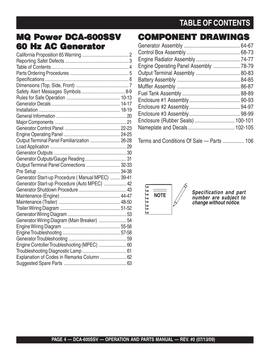 Multiquip DCA600SSV User Manual | Page 4 / 108