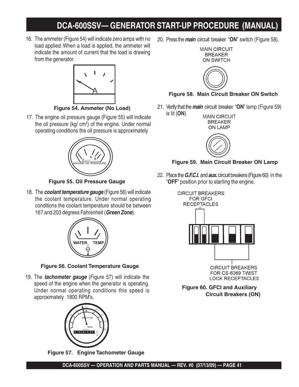 Dca-600ssv— generator start-up procedure (manual) | Multiquip DCA600SSV User Manual | Page 41 / 108