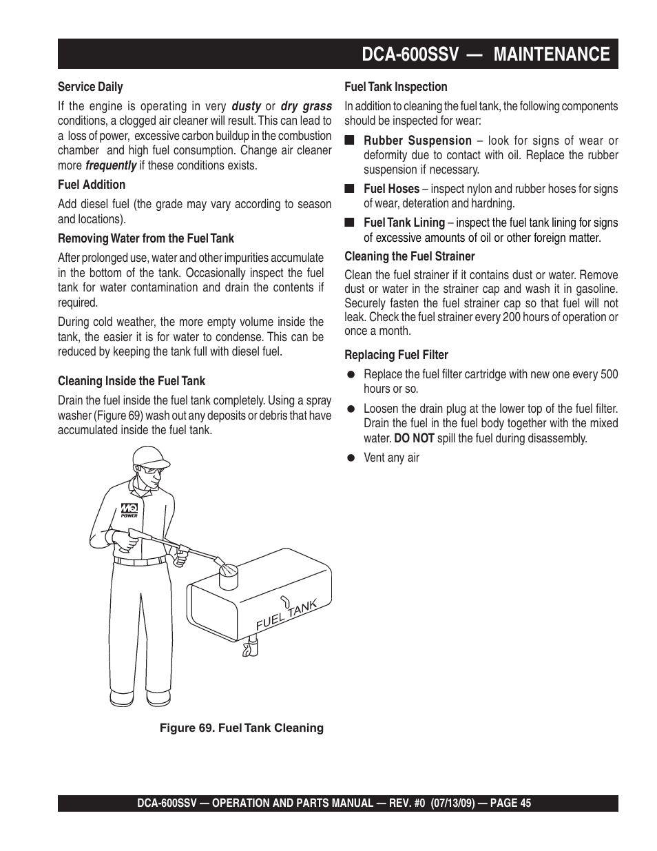 Dca-600ssv — maintenance | Multiquip DCA600SSV User Manual | Page 45 / 108