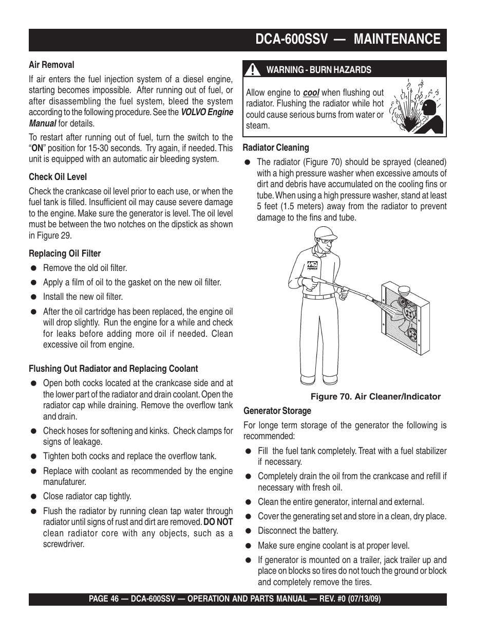 Dca-600ssv — maintenance | Multiquip DCA600SSV User Manual | Page 46 / 108