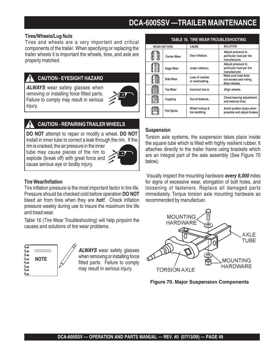 Dca-600ssv —trailer maintenance | Multiquip DCA600SSV User Manual | Page 49 / 108