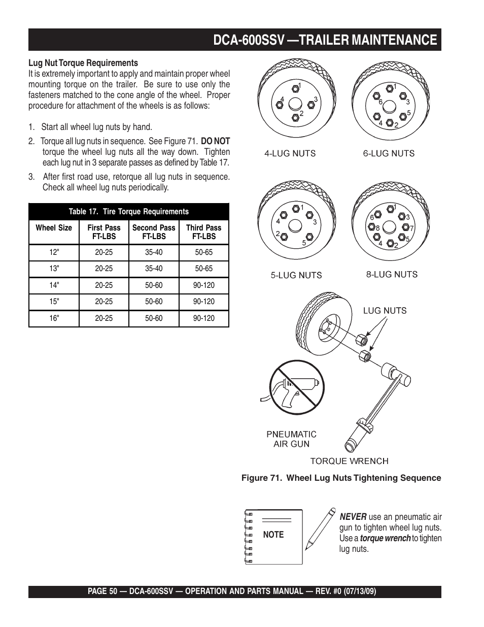 Dca-600ssv —trailer maintenance | Multiquip DCA600SSV User Manual | Page 50 / 108