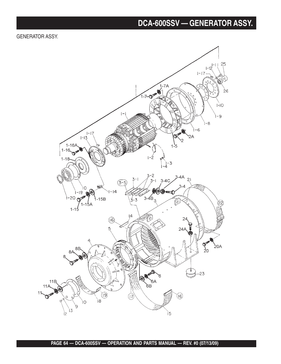 Dca-600ssv — generator assy | Multiquip DCA600SSV User Manual | Page 64 / 108