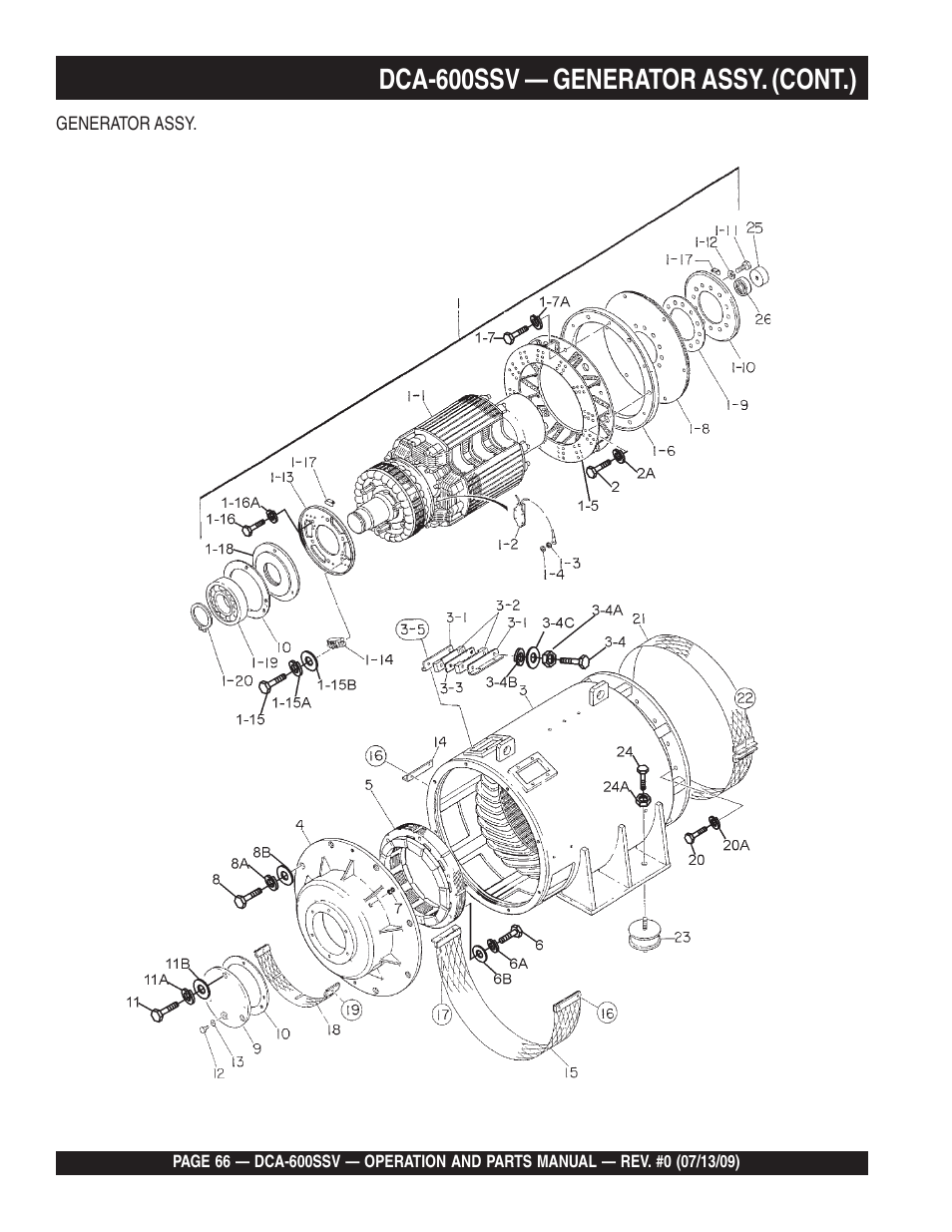 Dca-600ssv — generator assy. (cont.) | Multiquip DCA600SSV User Manual | Page 66 / 108