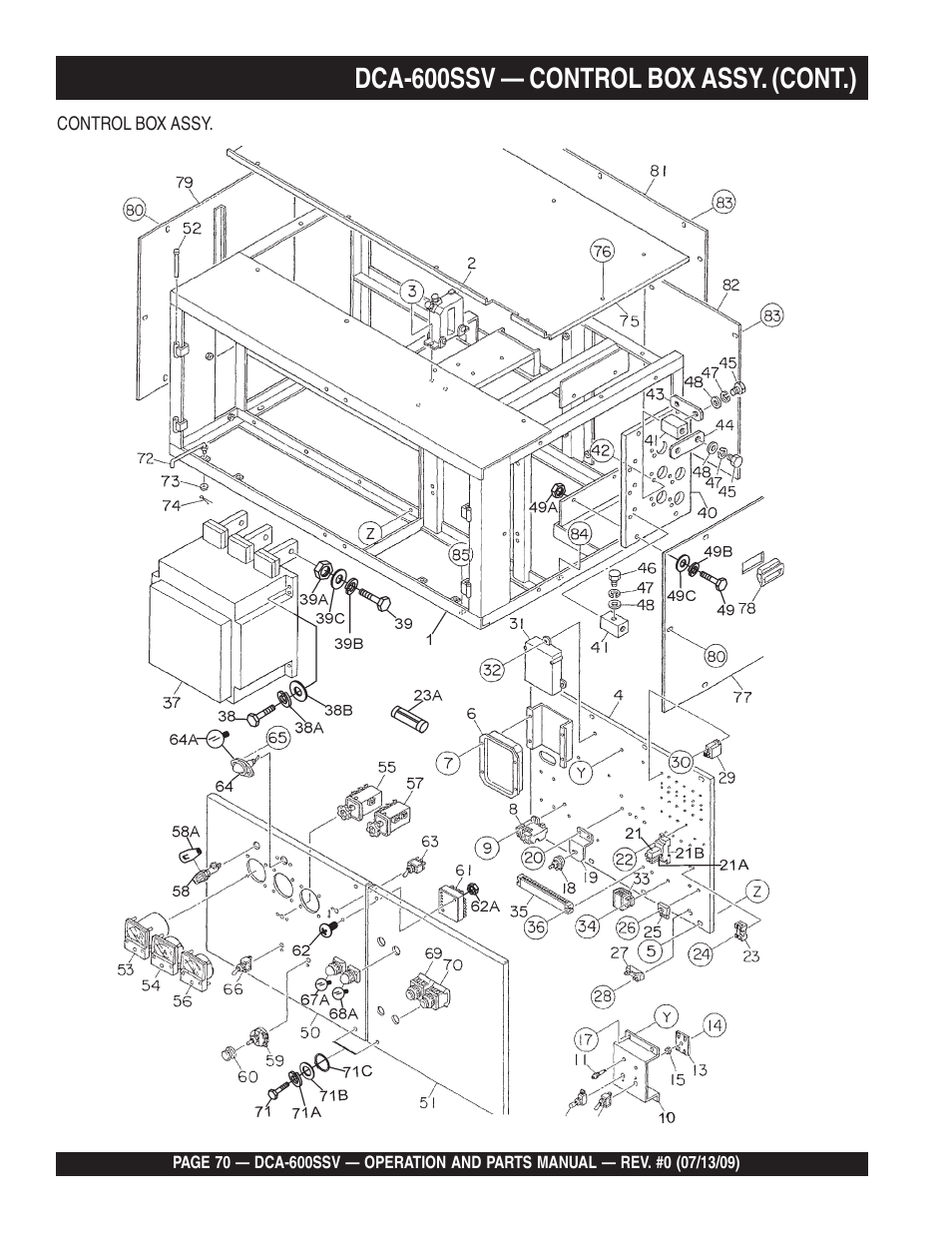 Dca-600ssv — control box assy. (cont.) | Multiquip DCA600SSV User Manual | Page 70 / 108