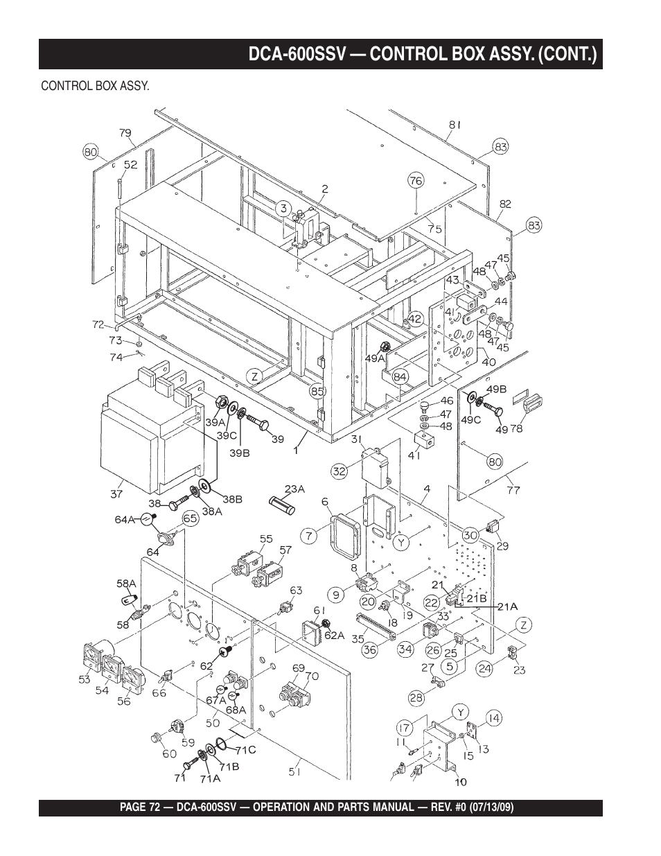 Dca-600ssv — control box assy. (cont.) | Multiquip DCA600SSV User Manual | Page 72 / 108