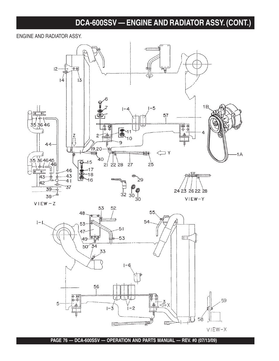 Dca-600ssv — engine and radiator assy. (cont.) | Multiquip DCA600SSV User Manual | Page 76 / 108