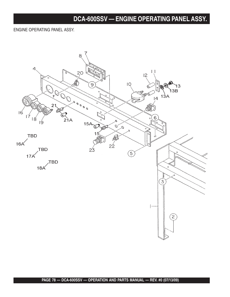 Dca-600ssv — engine operating panel assy | Multiquip DCA600SSV User Manual | Page 78 / 108