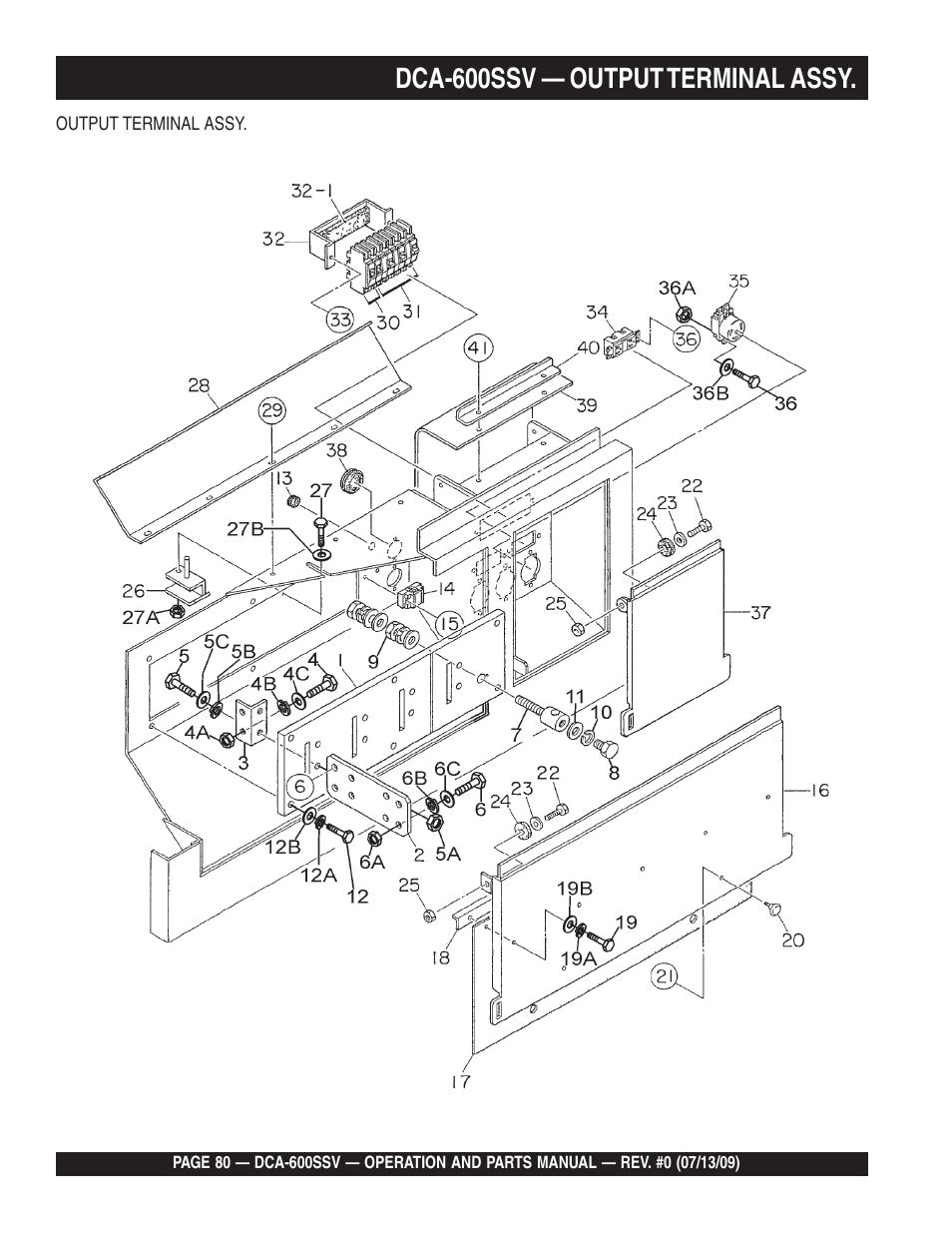 Dca-600ssv — output terminal assy | Multiquip DCA600SSV User Manual | Page 80 / 108