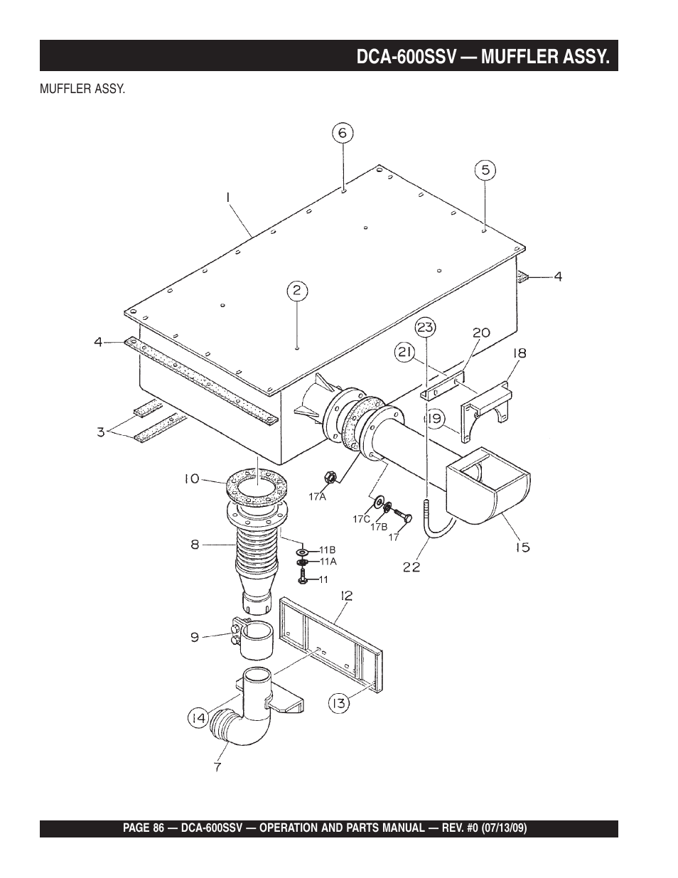 Dca-600ssv — muffler assy | Multiquip DCA600SSV User Manual | Page 86 / 108
