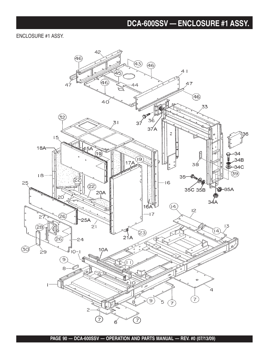 Dca-600ssv — enclosure #1 assy | Multiquip DCA600SSV User Manual | Page 90 / 108