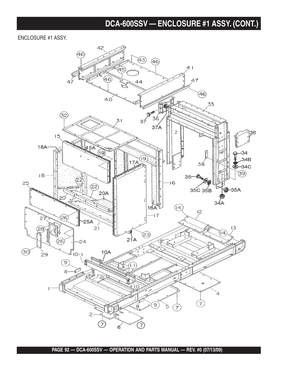 Dca-600ssv — enclosure #1 assy. (cont.) | Multiquip DCA600SSV User Manual | Page 92 / 108