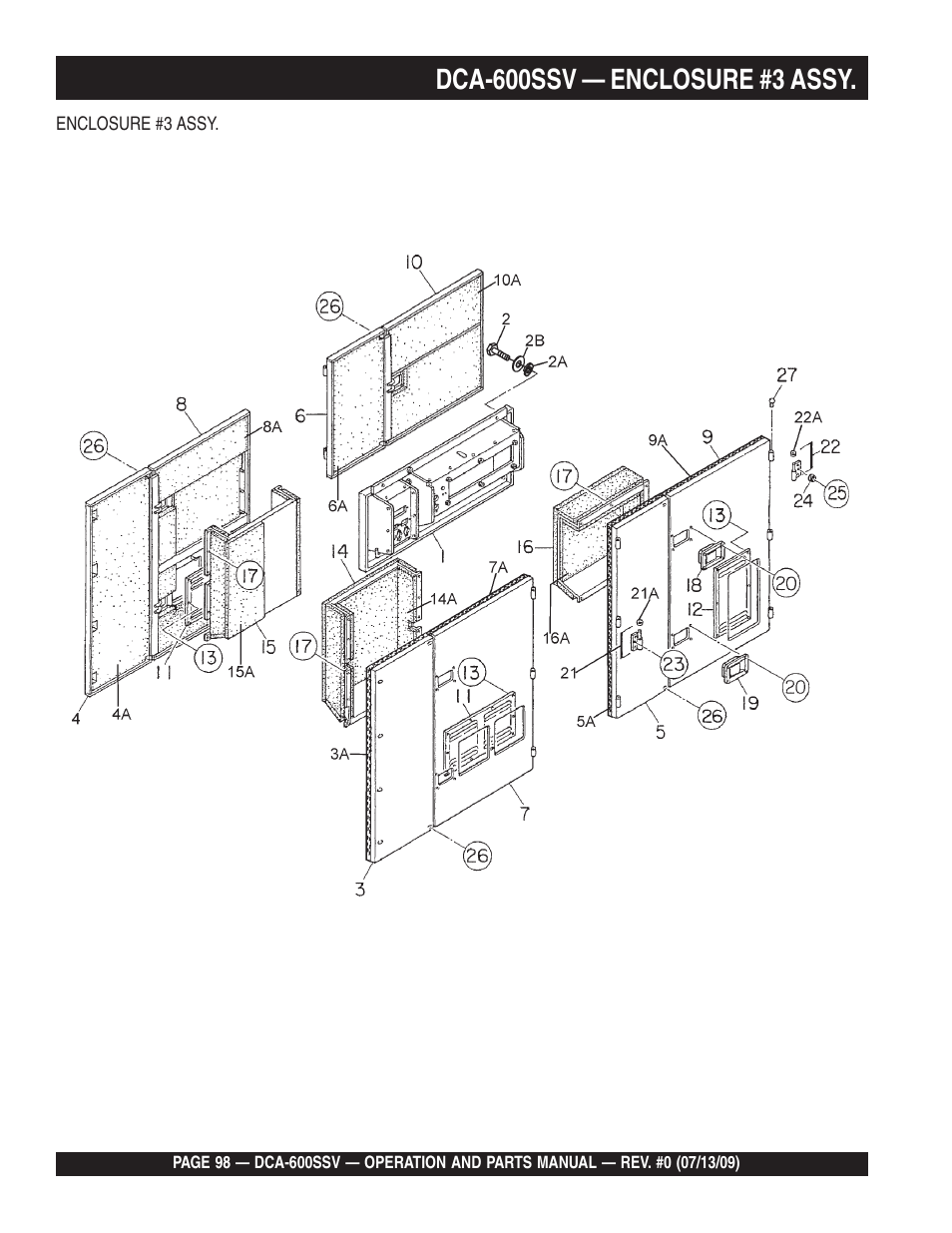 Dca-600ssv — enclosure #3 assy | Multiquip DCA600SSV User Manual | Page 98 / 108