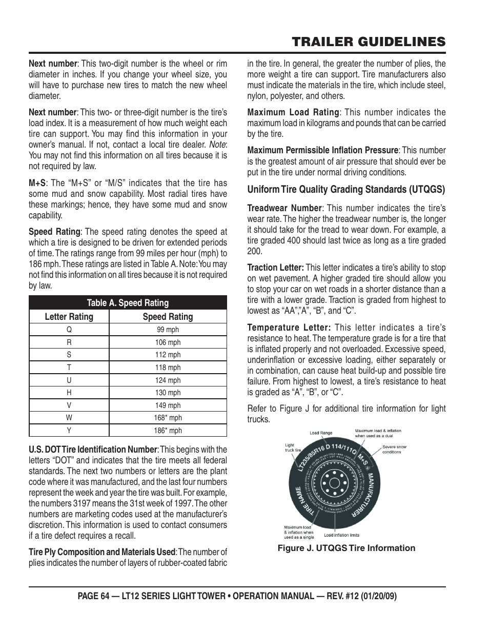 Trailer guidelines | Multiquip LT12P User Manual | Page 64 / 68