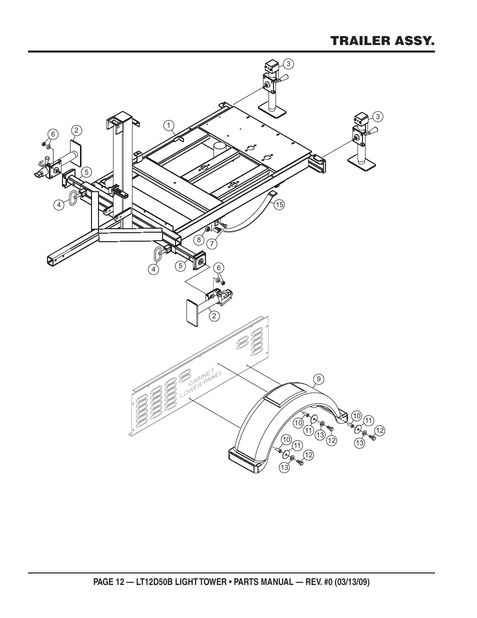 Trailer assy | Multiquip LT12D50B User Manual | Page 12 / 40