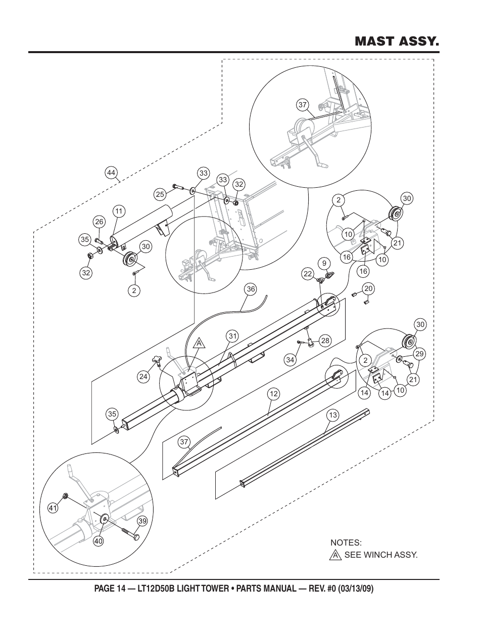 Mast assy | Multiquip LT12D50B User Manual | Page 14 / 40