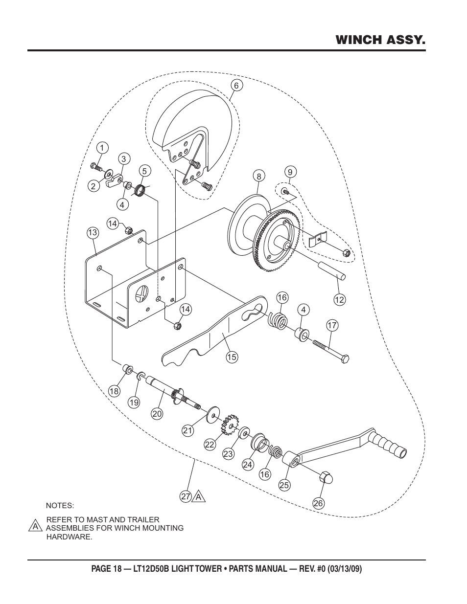 Winch assy | Multiquip LT12D50B User Manual | Page 18 / 40