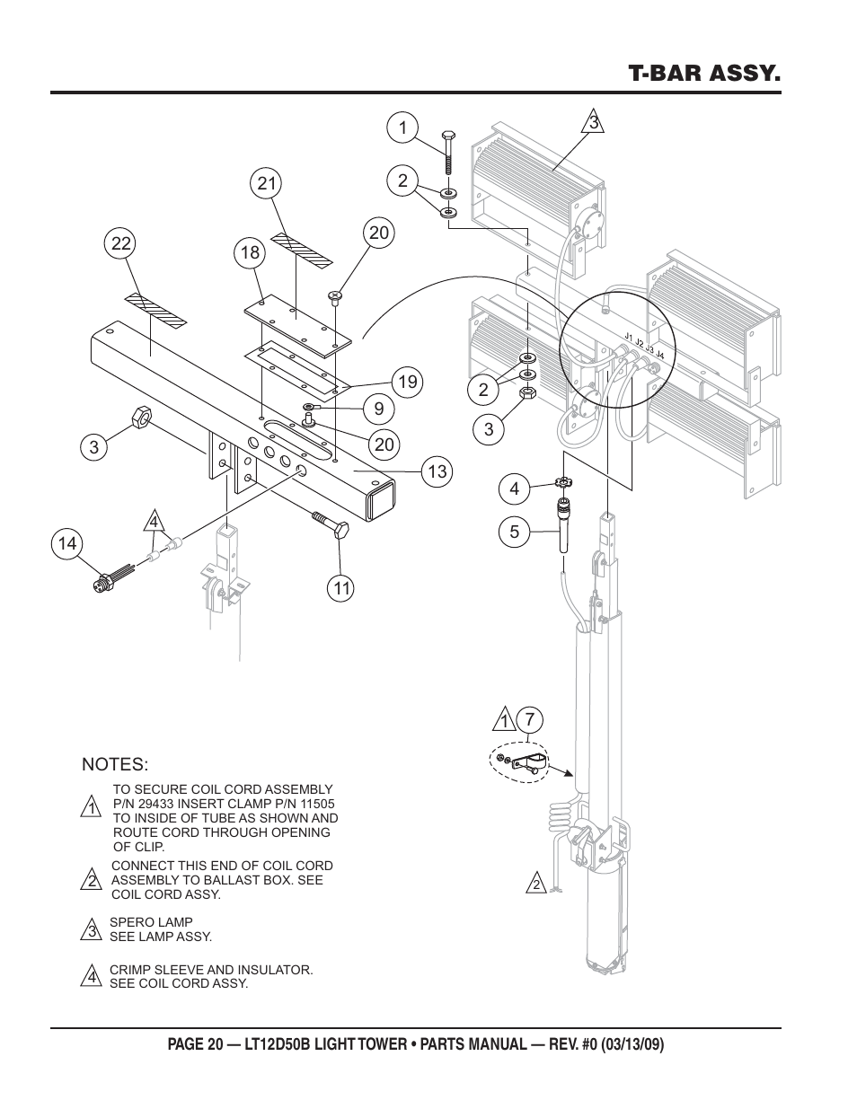 T-bar assy | Multiquip LT12D50B User Manual | Page 20 / 40