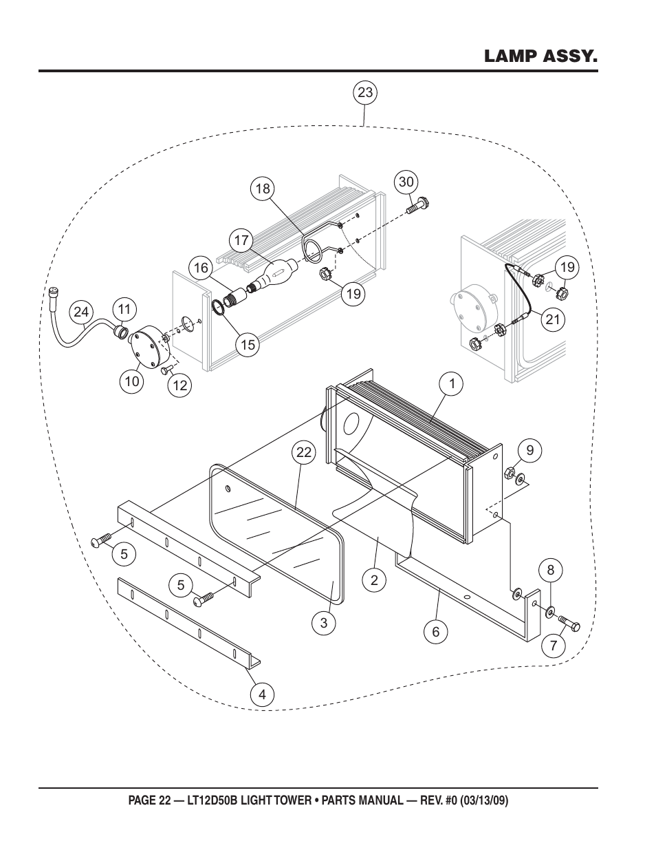 Lamp assy | Multiquip LT12D50B User Manual | Page 22 / 40