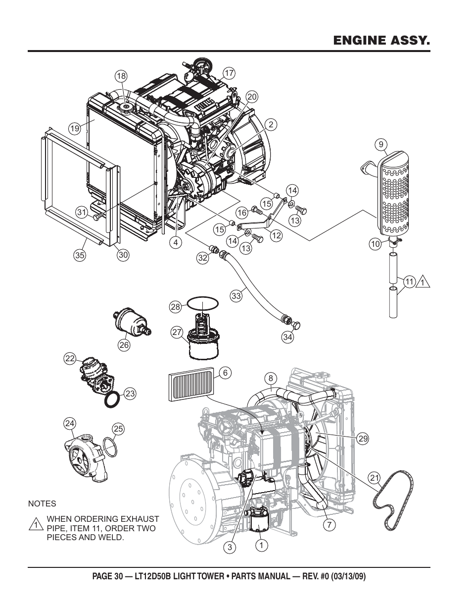 Engine assy | Multiquip LT12D50B User Manual | Page 30 / 40