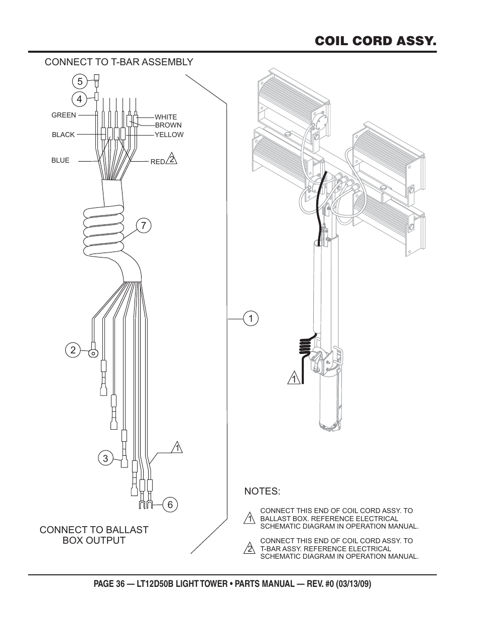 Coil cord assy | Multiquip LT12D50B User Manual | Page 36 / 40