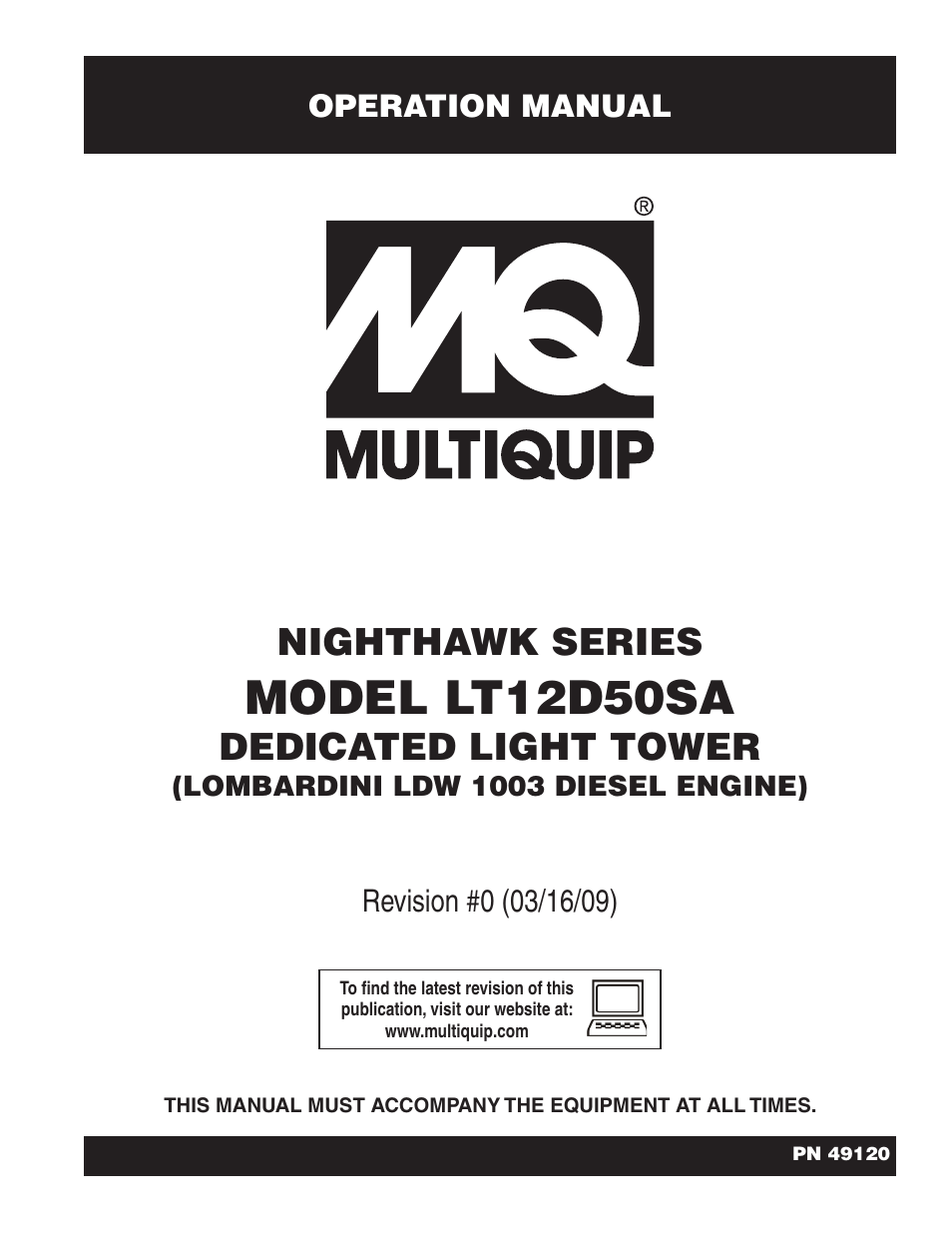 Multiquip T12D50SA User Manual | 62 pages